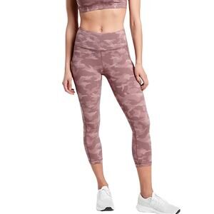 Athleta Ultimate Stash Pocket Textured Camo Capri Sz S TALL New Pink Leggings